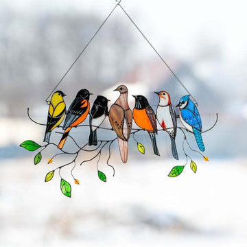 Melzano ColorAura | Gebrandschilderd glas vogel Suncatcher