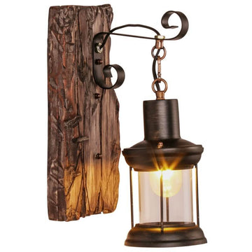 AquaChrono | Zylinder Wandlamp met Glas, IJzer en Houten Sokkel