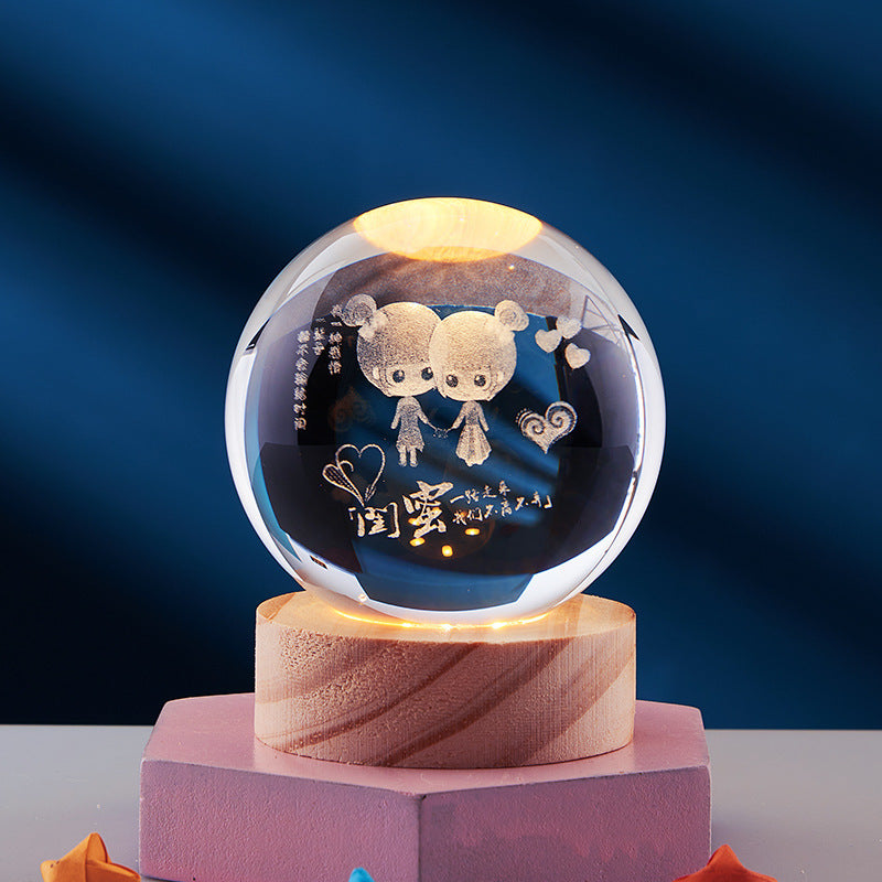Làmpada de nit de bola de cristall 3D - Llum elegant per a una atmosfera moderna
