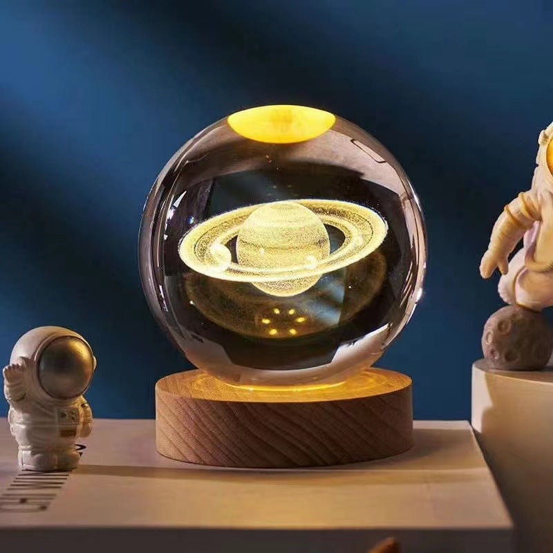 Làmpada de nit de bola de cristall 3D - Llum elegant per a una atmosfera moderna