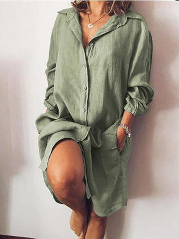 Sophie Shirtjurk in Linnenlook – Oversized Zomerjurk met Knoopsluiting
