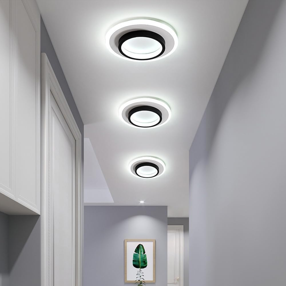 Metrona – Llum de sostre LED rodona – Metall i acrílic per a passadís i sala d'estar