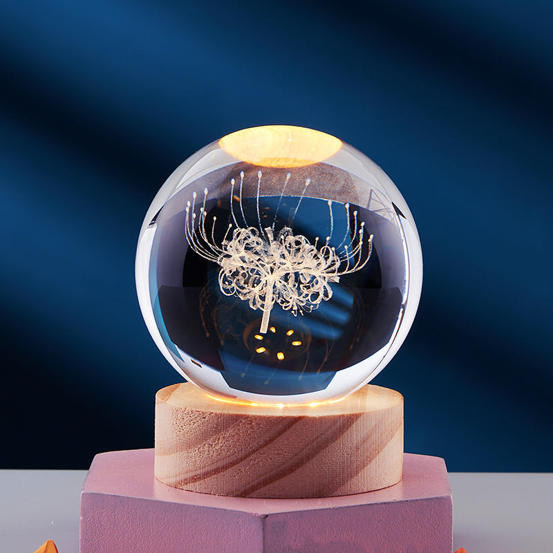 Làmpada de nit de bola de cristall 3D - Llum elegant per a una atmosfera moderna