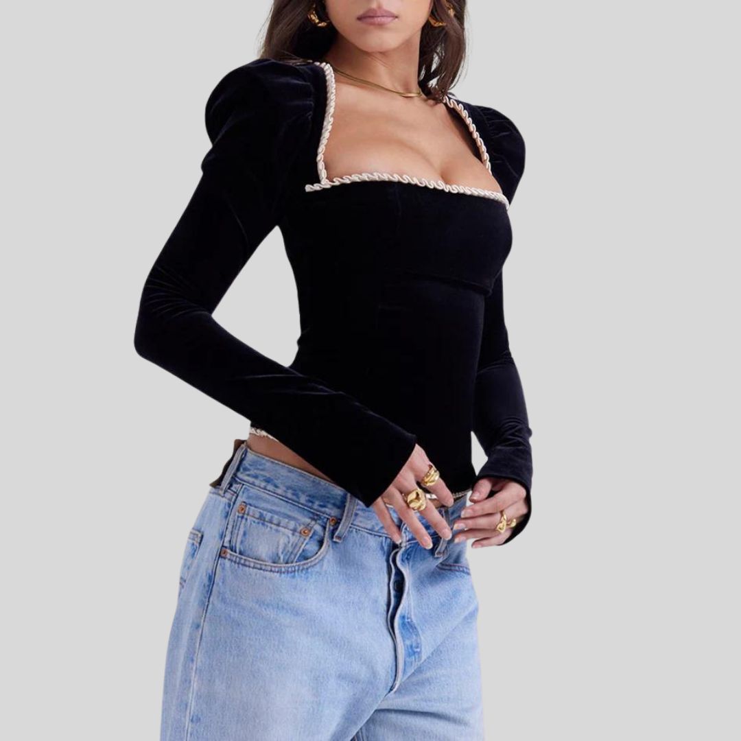 Melzano Anita - black corset with long sleeves