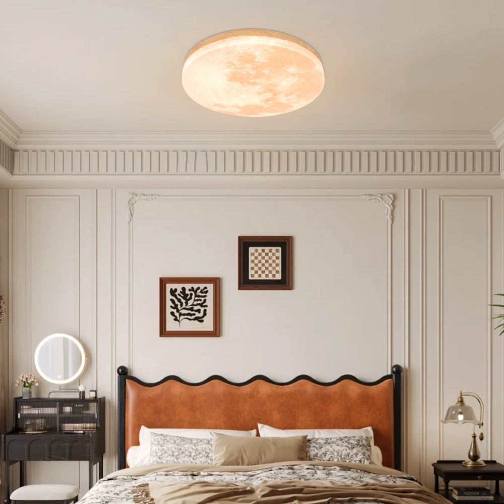 Lunaro – Làmpada de sostre rodona minimalista – Fusta i acrílic LED disseny