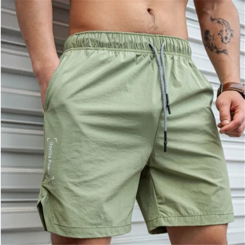 Melzano David effen color transpirable bañador para hombre con cordón ajustable