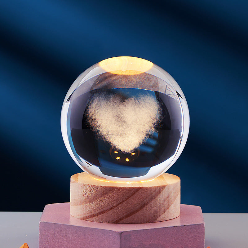 Làmpada de nit de bola de cristall 3D - Llum elegant per a una atmosfera moderna
