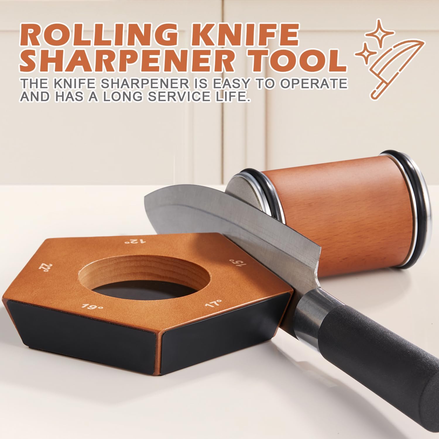 SharpRoll – Afilador manual de ganivets de rodets de diamant amb suport d'angle