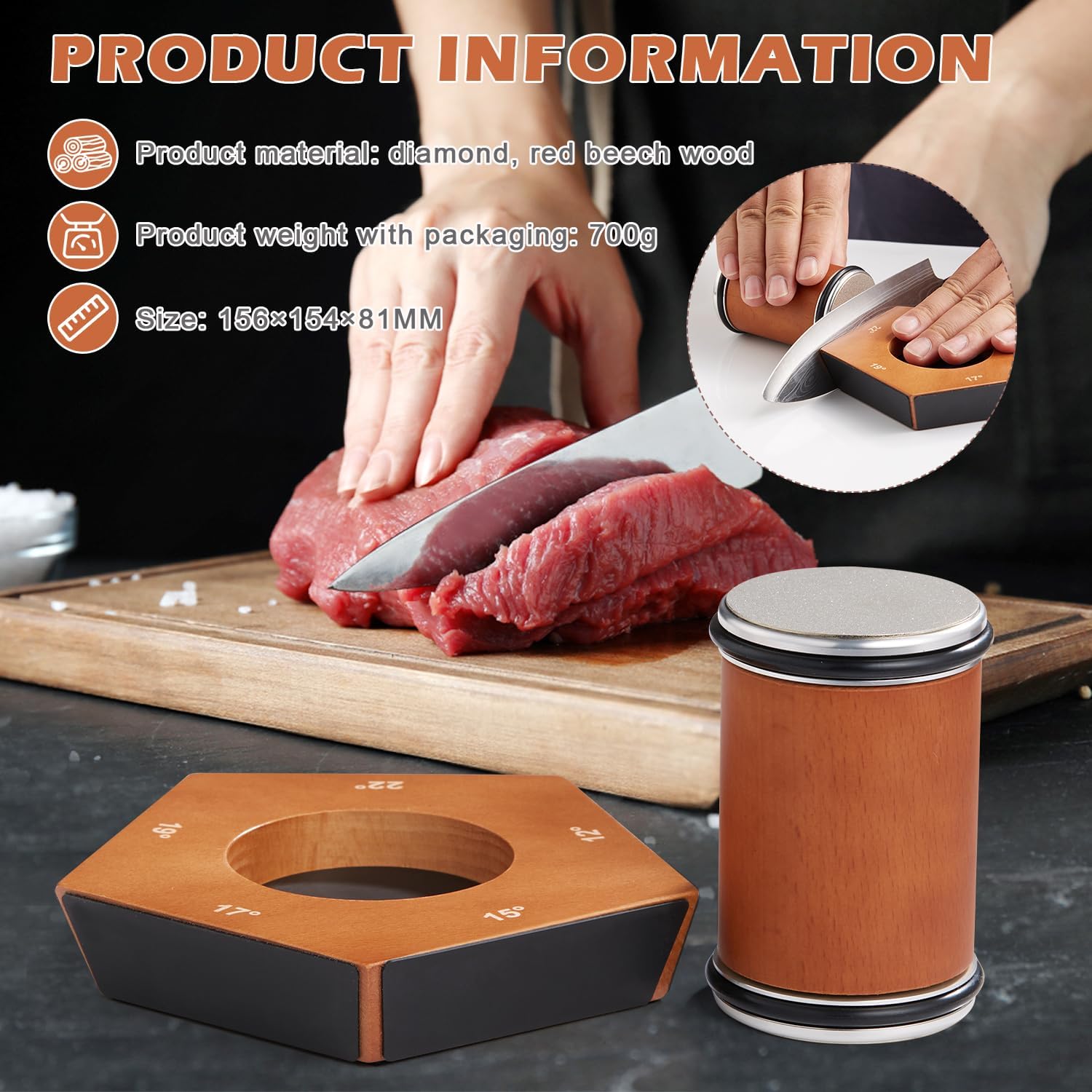 SharpRoll – Afilador manual de ganivets de rodets de diamant amb suport d'angle