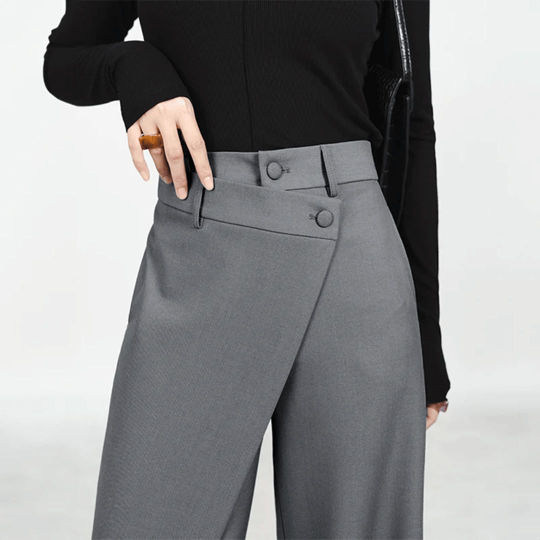 Paloma Pantalón de Pierna Ancha | Asimétrico y Lujoso Pantalones Anchos de Isabella Vionnet
