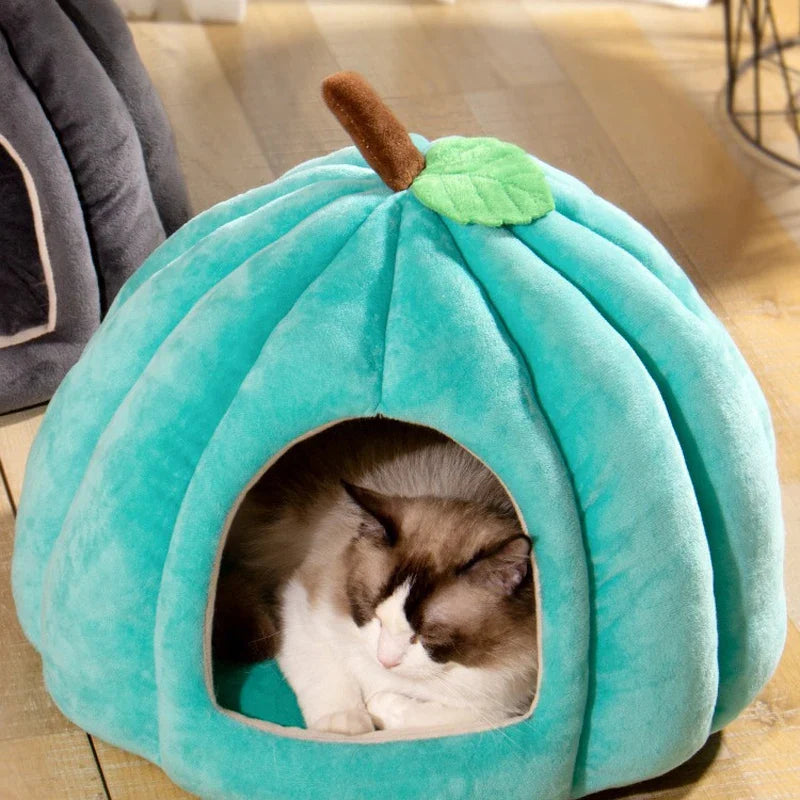 3D Pompoen Kattenhuis met Antislip Bodem en Verwijderbare Mat voor Katten en Kleine Honden 3