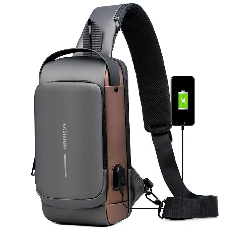 Melzano James | Bolso de hombro USB antirrobo para viajes y deportes