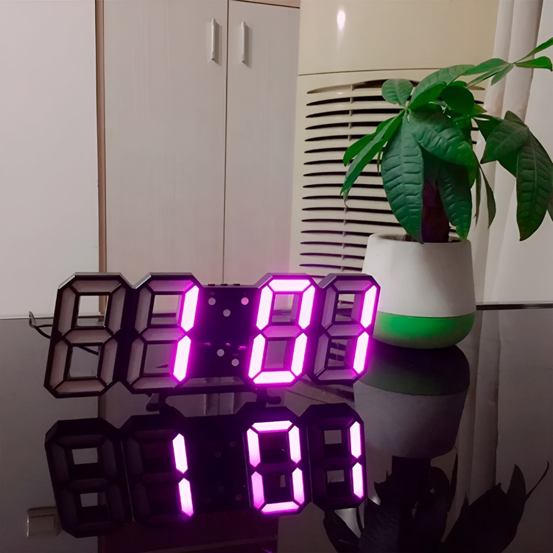 Nyvox - Reloj de pared digital LED 3D moderno