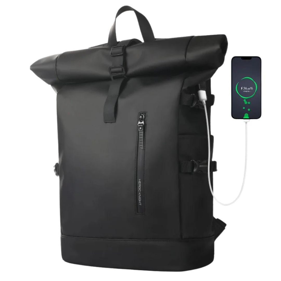 Motxilla Rolltop – Resistència a l'aigua amb USB i compartiment per a portàtil – Capacitat de 27L