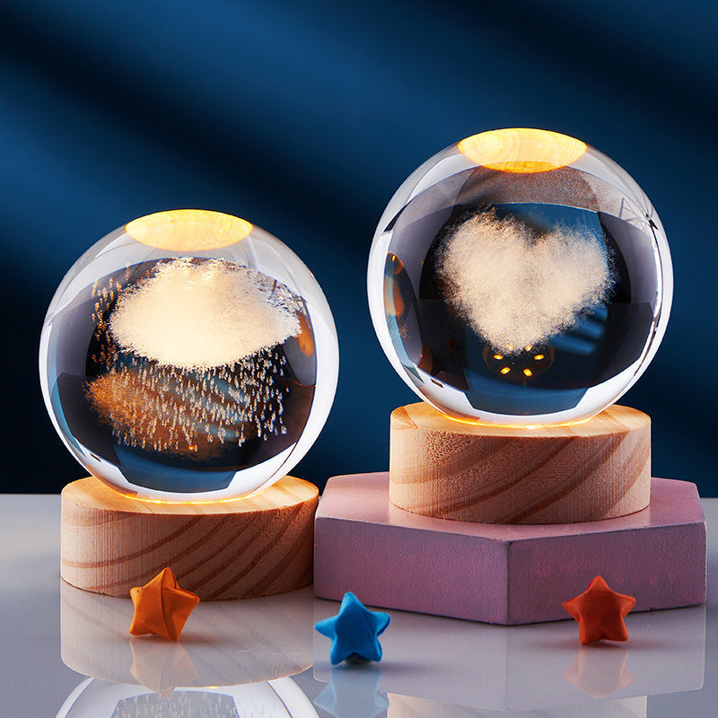 Làmpada de nit de bola de cristall 3D - Llum elegant per a una atmosfera moderna