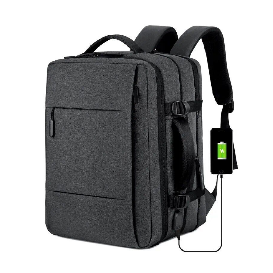 Bolso de viaxe impermeable – Mochila USB con compartimento para portátil e espazo extra