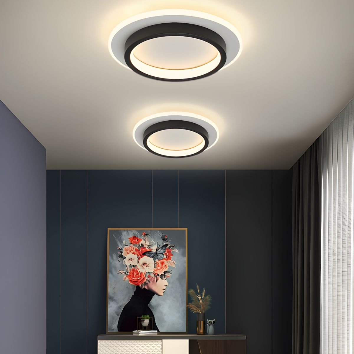Metrona – Llum de sostre LED rodona – Metall i acrílic per a passadís i sala d'estar