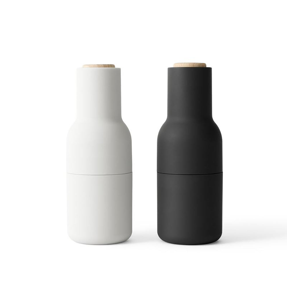 Millora – Set de molinillos de botellas de 2 piezas para sal y pimienta, cerámico