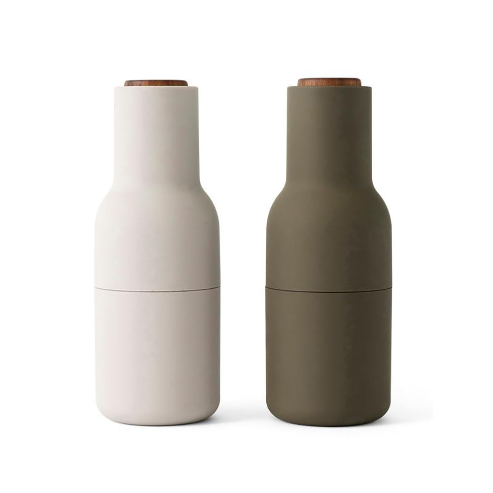 Millora – Set de molinillos de botellas de 2 piezas para sal y pimienta, cerámico