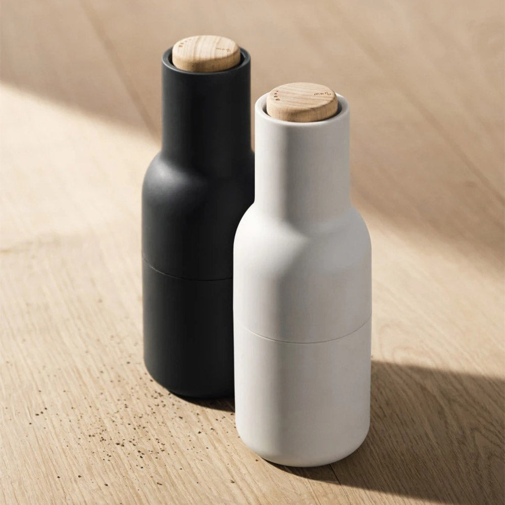 Millora – Set de molinillos de botellas de 2 piezas para sal y pimienta, cerámico