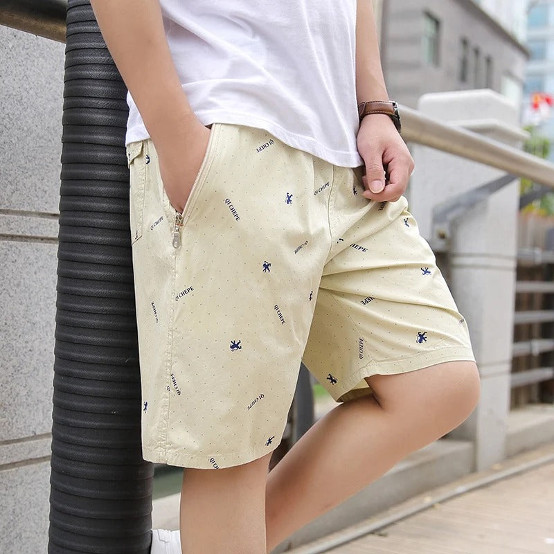 Melzano Martin azul-beige bañador de hombre con bolsillos con cremallera
