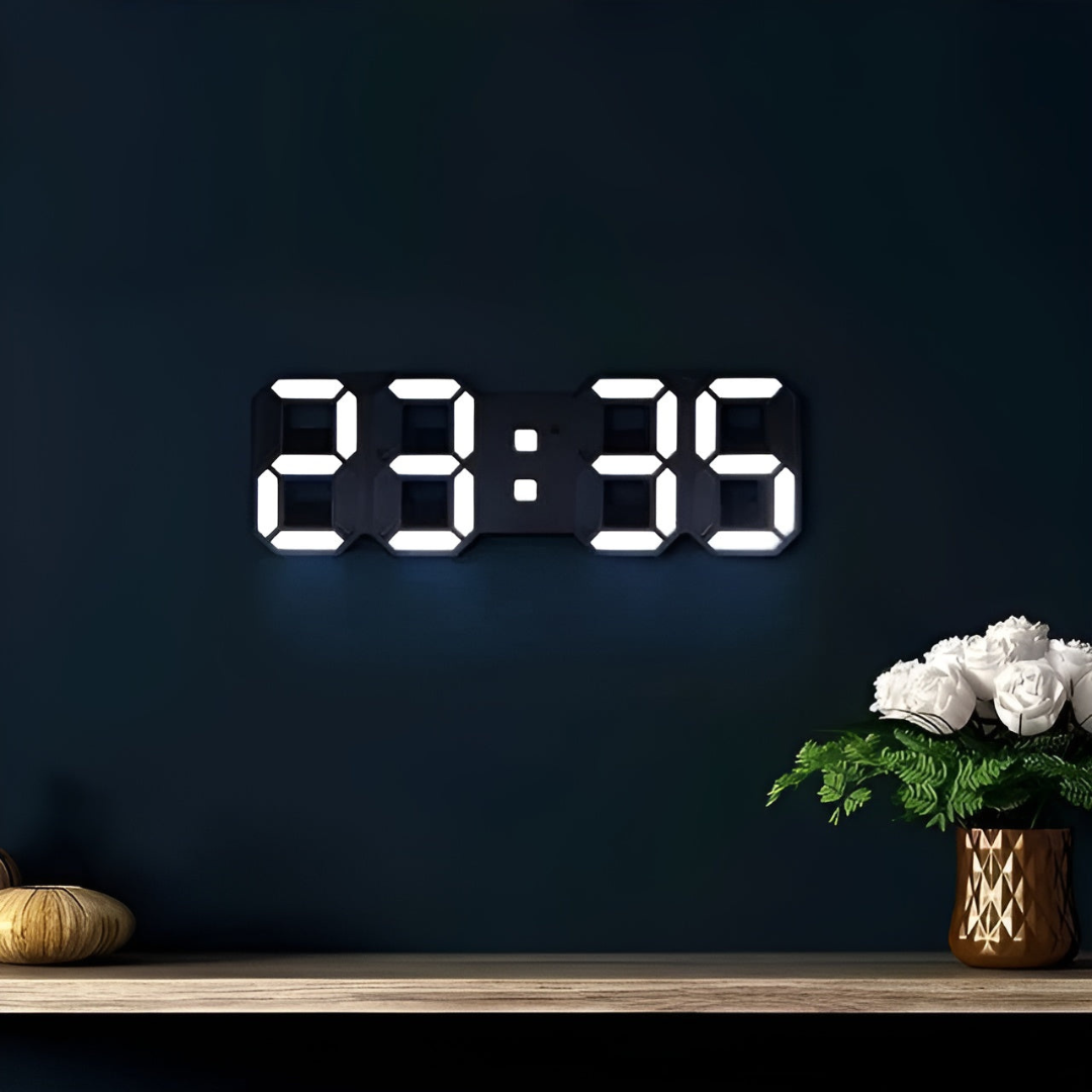 Nyvox - Reloj de pared digital LED 3D moderno