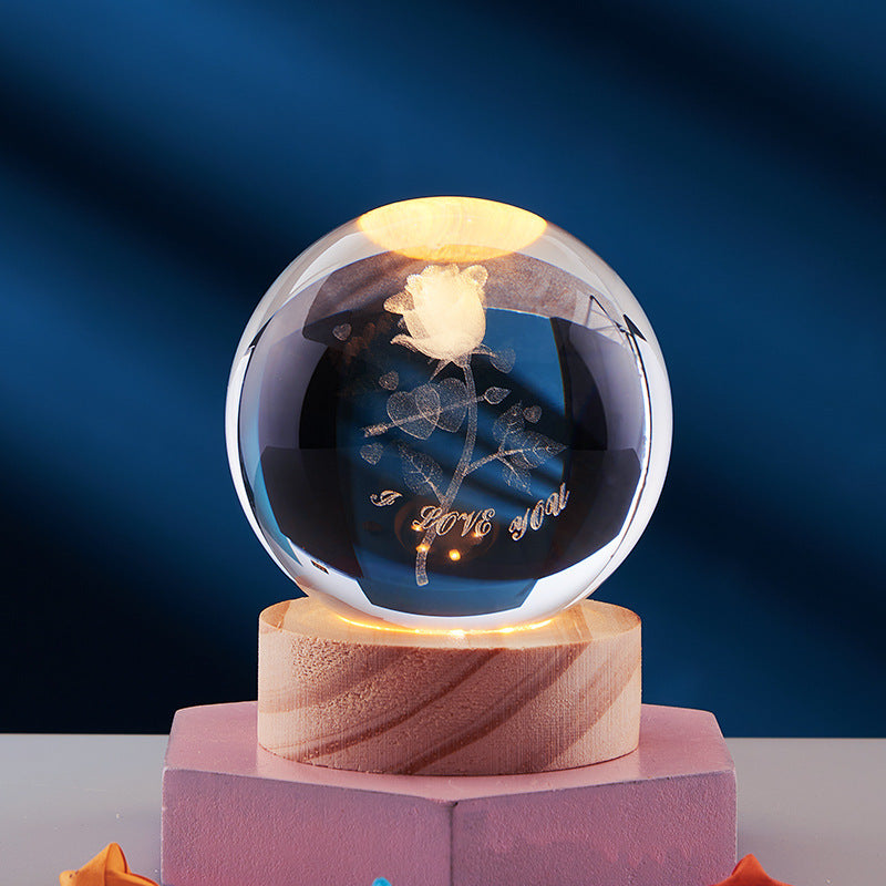 Làmpada de nit de bola de cristall 3D - Llum elegant per a una atmosfera moderna