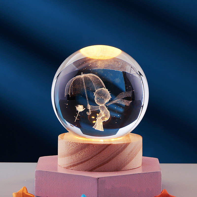 Làmpada de nit de bola de cristall 3D - Llum elegant per a una atmosfera moderna