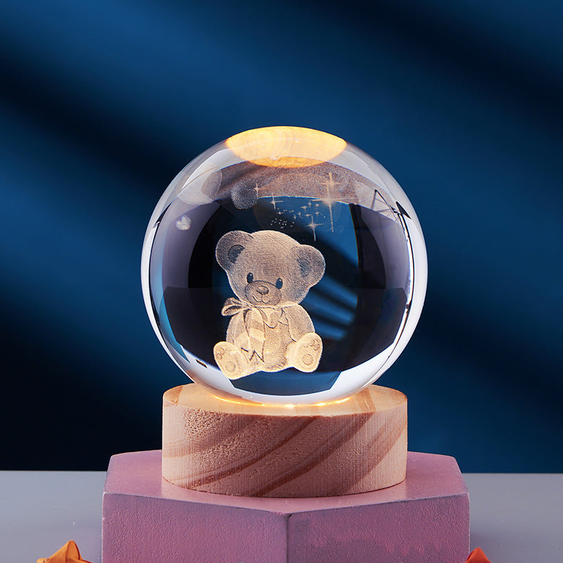 Làmpada de nit de bola de cristall 3D - Llum elegant per a una atmosfera moderna