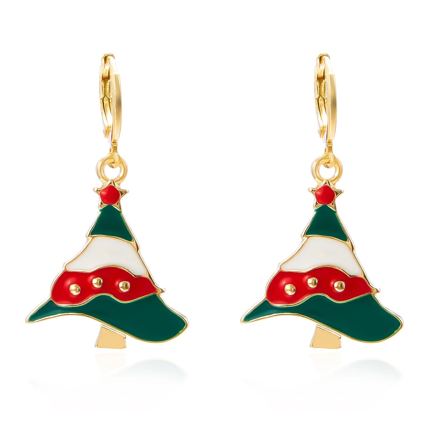 Pendentes de Nadal asimétricos Noevelyn con boneco de neve e lazo en vermello e branco, 5 cm