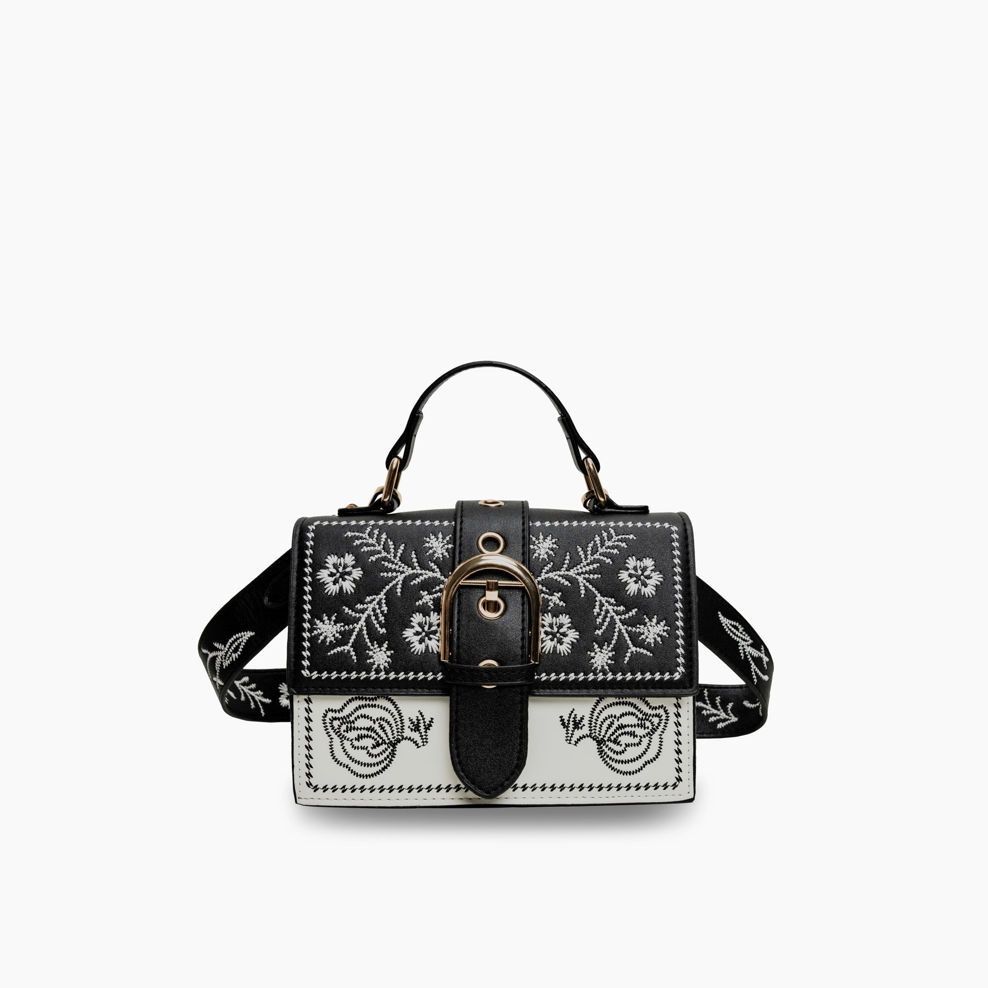 Melzano Crossbody Tas met Bloemen Borduurwerk