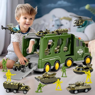 BattleHero– Militair Speelgoedset met Geluid, Vrachtwagen en tanks voor Kinderen Vanaf 3 jaar
