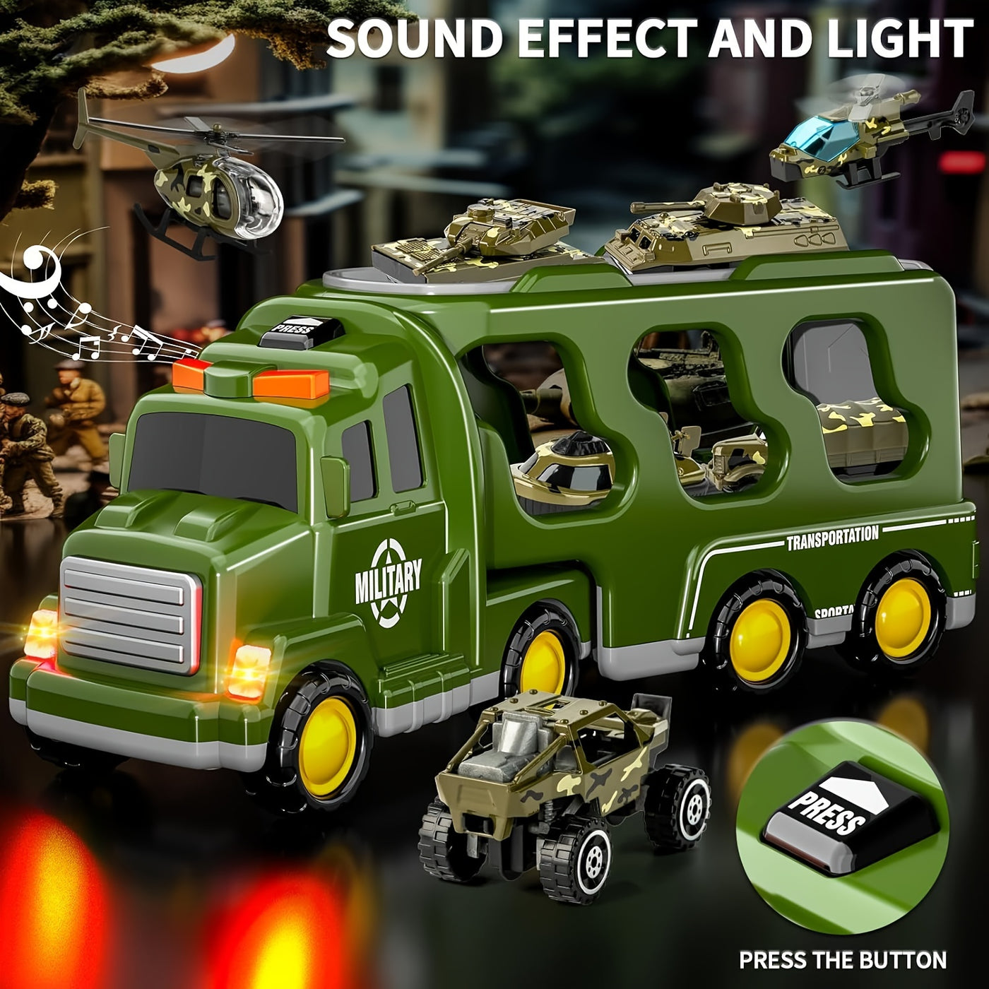 BattleHero– Set de joguina militar amb so, camió i tancs per a nens a partir de 3 anys