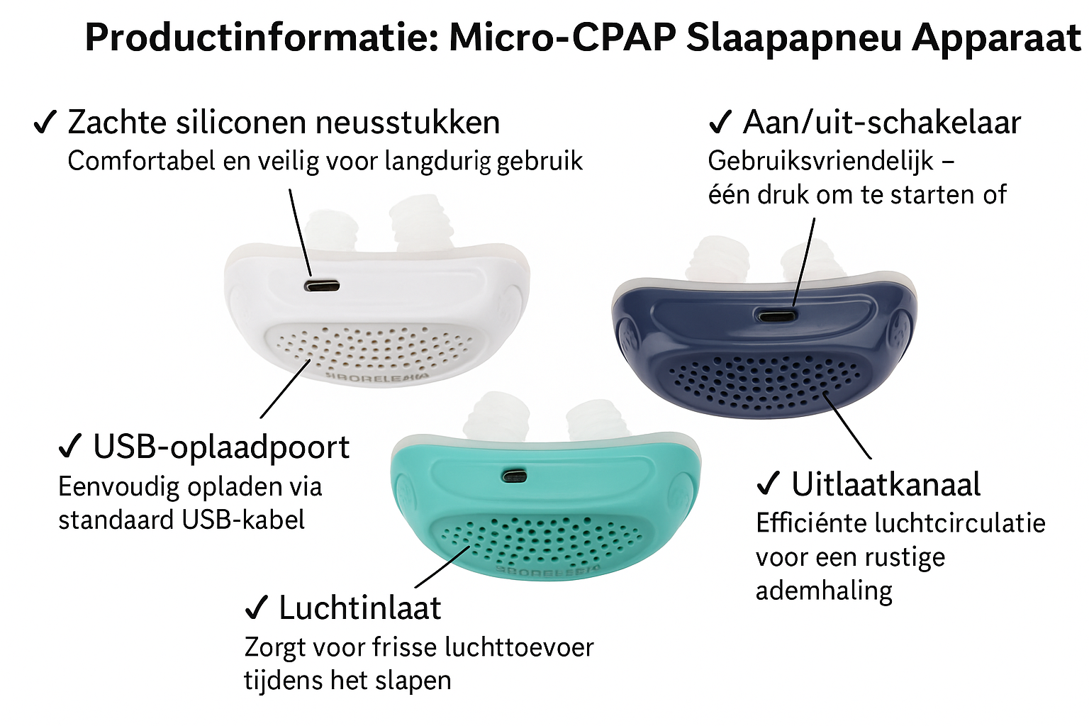 Dispositiu Micro-CPAP Portàtil – Compacte i Còmode Sense Màscara