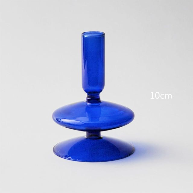 Vetrovia – Candelabre de vidre blau cobalt, disseny bufat a mà