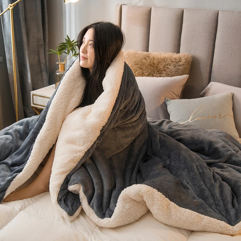 WoolHaven – Manta de llana reversible amb folre de peluix – Hivern