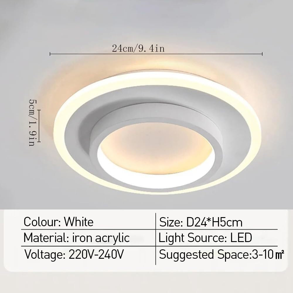 Metrona – Llum de sostre LED rodona – Metall i acrílic per a passadís i sala d'estar