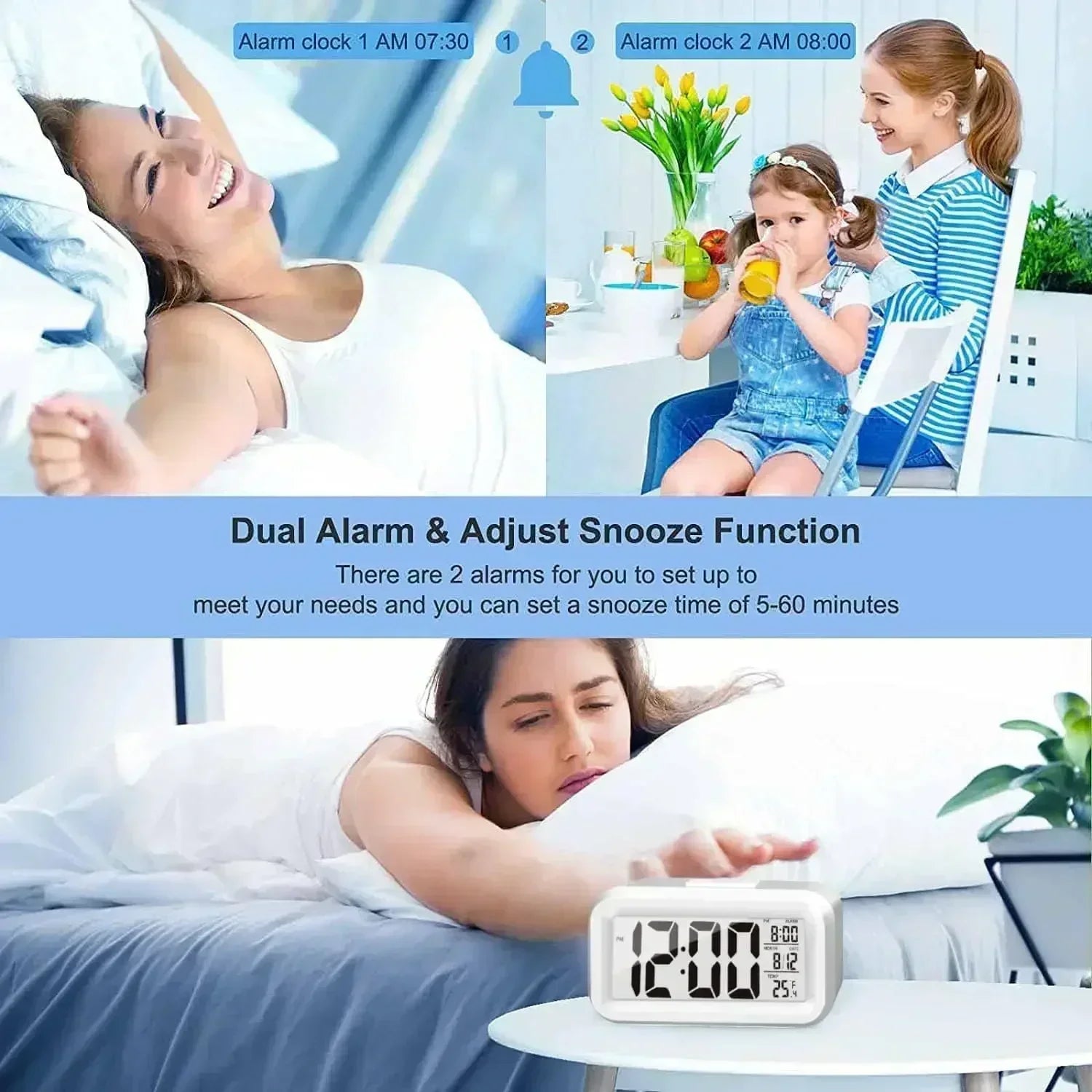 Timalux – Rellotge despertador LED digital amb funció de repetició i temperatura – dormitori i escriptori