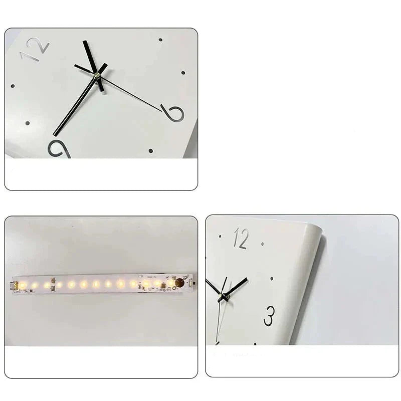 Klokuur | Vierkante Wandklok met Licht | Minimalistisch | Moderne Wandklok | Eenvoudige Kamerdecoratie