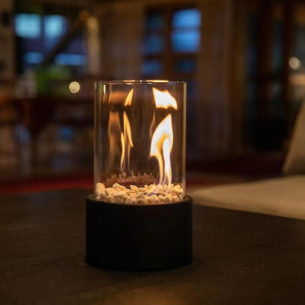 Elegante làmpada d'oli de vidre amb funció de seguretat i pedres decoratives - llum ambiental per a interior i exterior