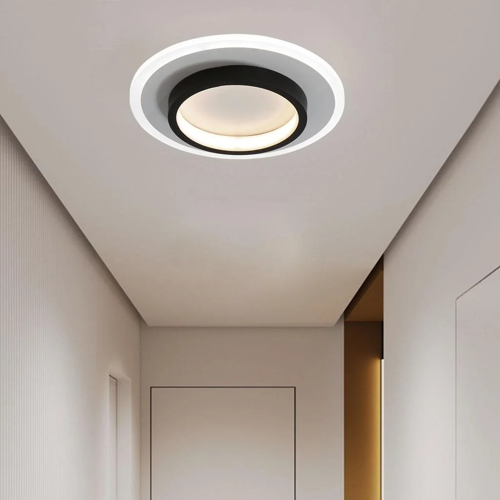 Metrona – Llum de sostre LED rodona – Metall i acrílic per a passadís i sala d'estar