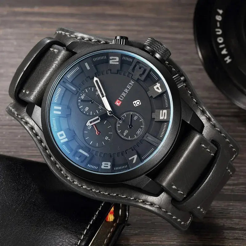 Montaro cronógrafo de cuarzo – reloj con correa de cuero y cronómetro