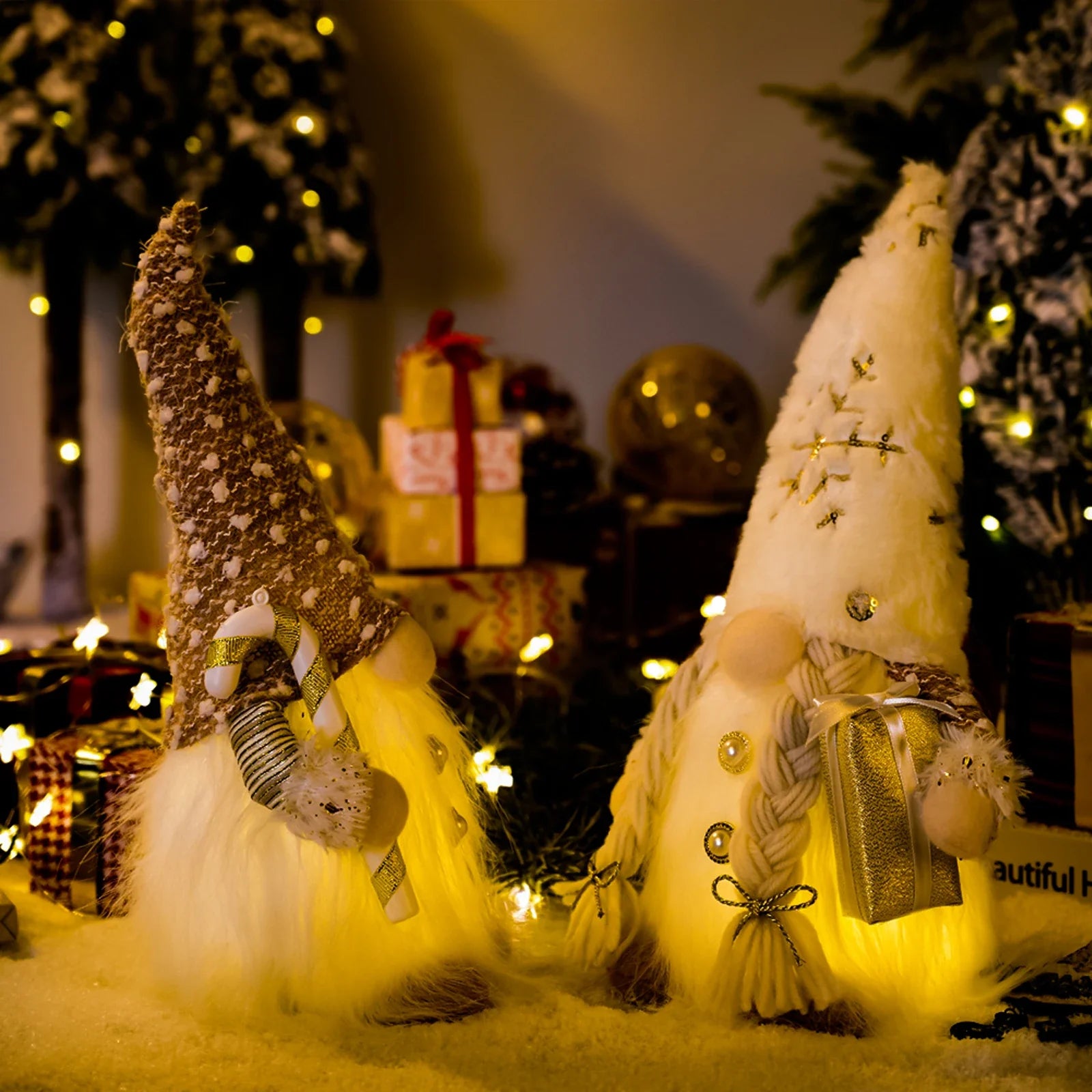 Gloeiende Gnome Kerstboomversiering 30 cm met Lampje voor Feestelijke Sfeer 1
