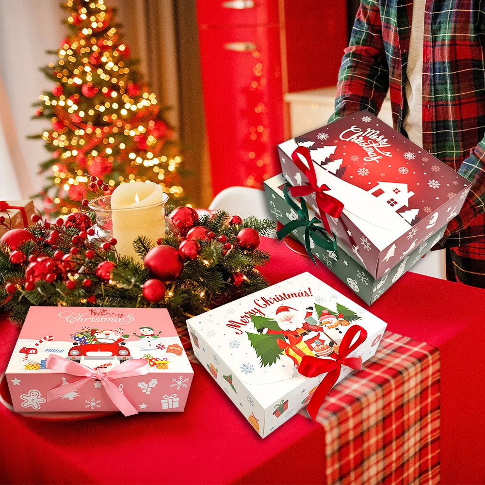 Grote Kerstcadeaudozen met Deksels - Set van 12 in Rood, Groen, Roze en Wit 3