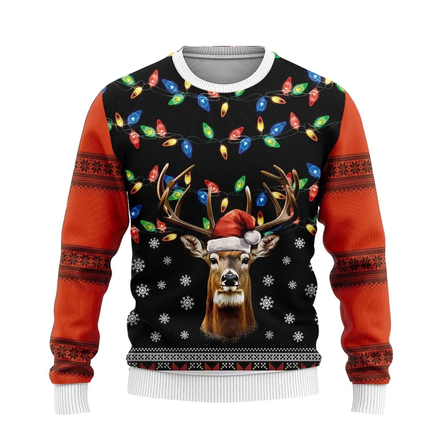 Herten kersttrui voor heren met crewneck en gebreide elanden 4