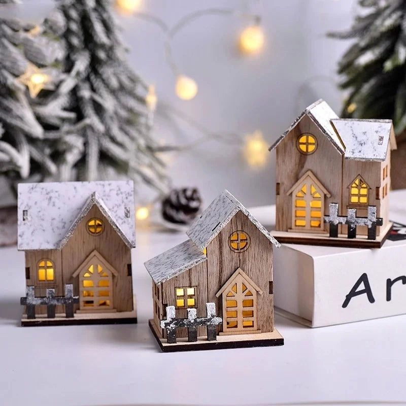 Houten kerst LED-licht huisje voor vrolijke decoratie 1