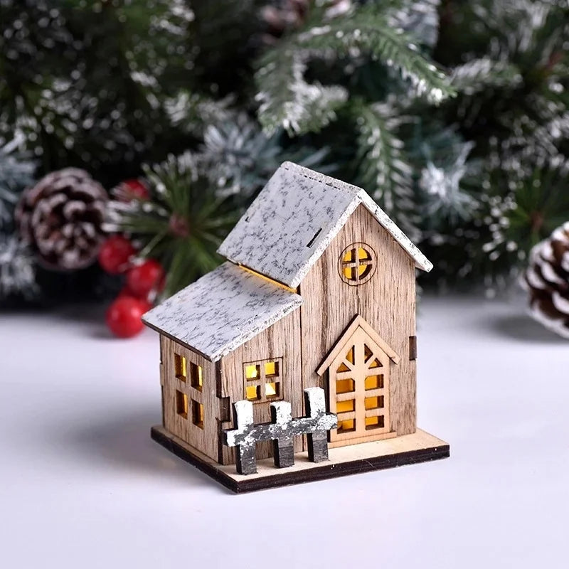 Houten kerst LED-licht huisje voor vrolijke decoratie 2