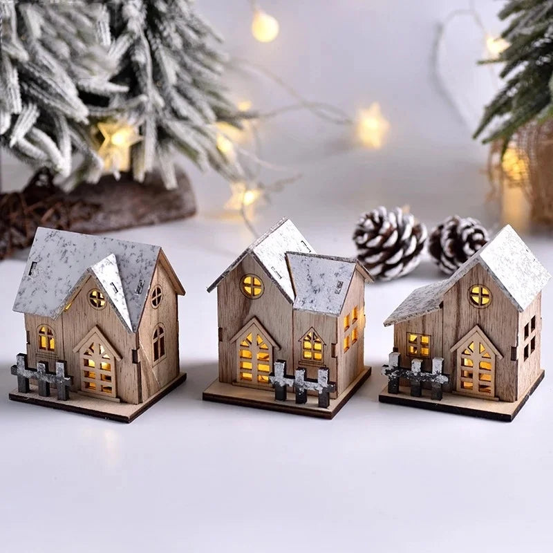 Houten kerst LED-licht huisje voor vrolijke decoratie 4