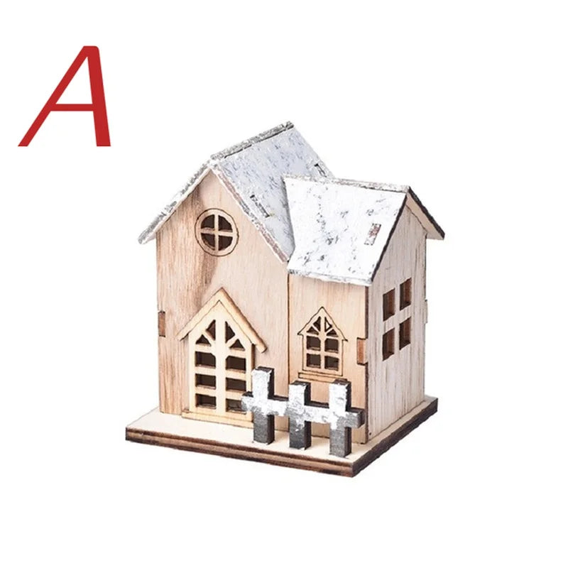 Houten kerst LED-licht huisje voor vrolijke decoratie 6