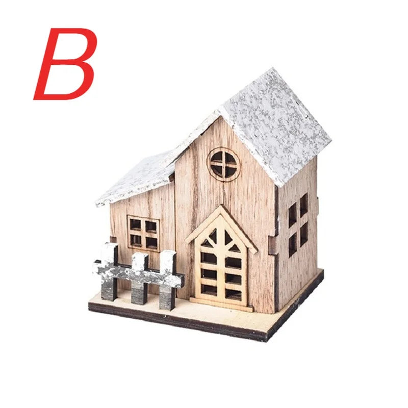 Houten kerst LED-licht huisje voor vrolijke decoratie 7